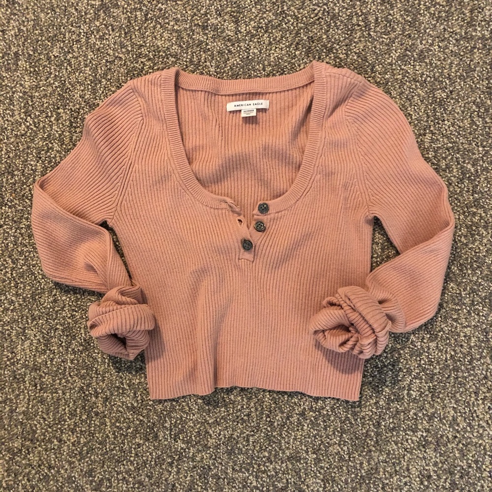 Pink Long Sleeve Crop Top